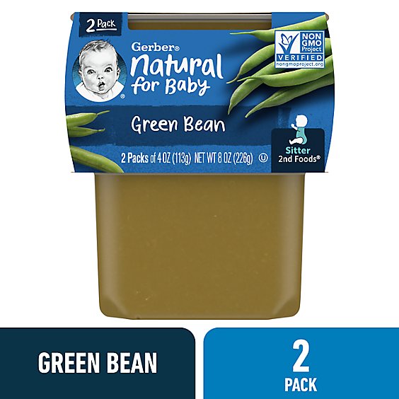 Gerber 2nd Foods Natural Green Bean Baby Food Tub - 2-4 Oz