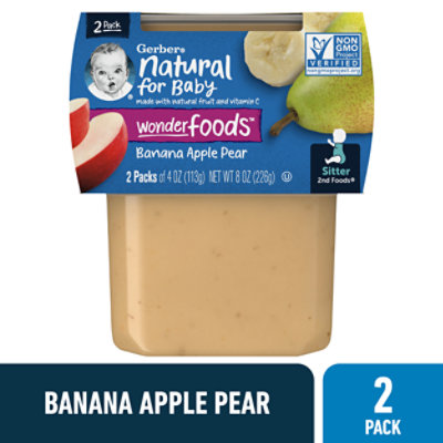 Gerber 2nd Foods Natural For Baby Bananas Apple Pear Wonder Foods Baby Food Tub Multipack - 2-4 Oz