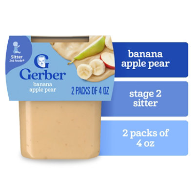 Gerber 2nd Foods Natural For Baby Bananas Apple Pear Wonder Foods Baby Food Tub Multipack - 2-4 Oz