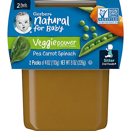 Gerber 2nd Foods Pea Carrot Spinach Baby Food Tubs - 2-4 Oz - Image 1