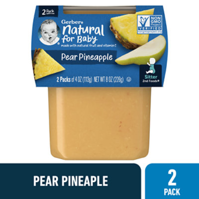 Gerber 2nd Foods Natural Pear Pineapple Baby Food Tub - 2-4 Oz