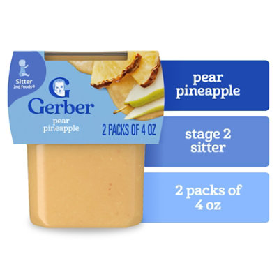 Gerber 2nd Foods Natural Pear Pineapple Baby Food Tub - 2-4 Oz