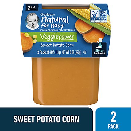 Gerber 2nd Foods Natural Sweet Potato Corn Veggie Power Baby Food Tubs - 2-4 Oz - Image 1