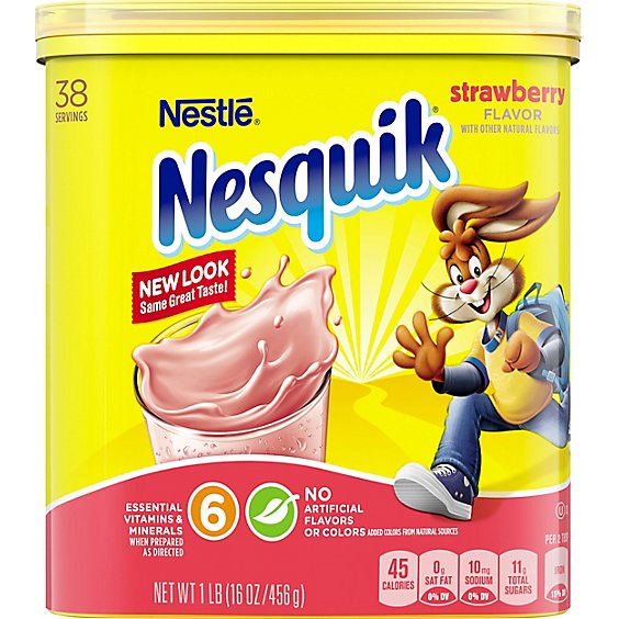 Nesquik Powder Drink Mix Strawberry Flavor Limited Edition Marvel Age of Ultron - 16 Oz
