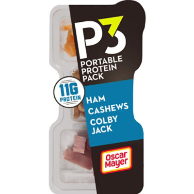 P3 Portable Protein Pack Ham Cashews Colby Jack Cheese for a Low Carb Lifestyle Tray - 2 Oz
