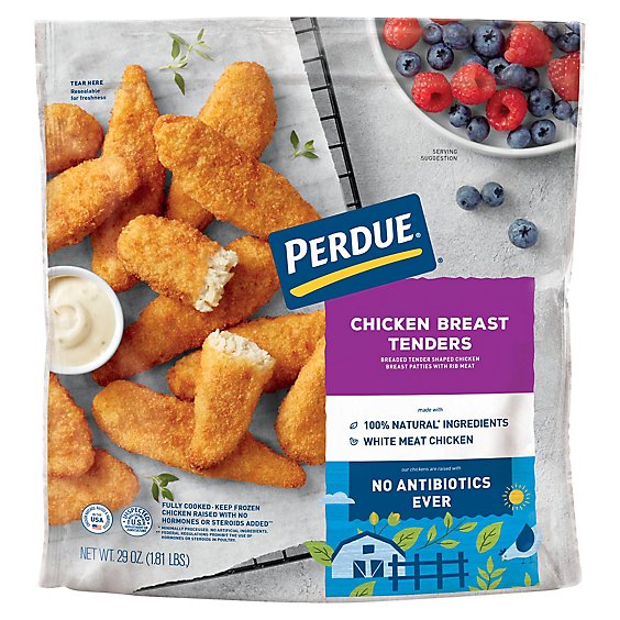PERDUE No Antibiotics Ever Frozen Fully Cooked Breaded Chicken Breast Tenders Sealed Bag - 29 Oz