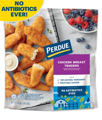 PERDUE No Antibiotics Ever Frozen Fully Cooked Breaded Chicken Breast Tenders Sealed Bag - 29 Oz