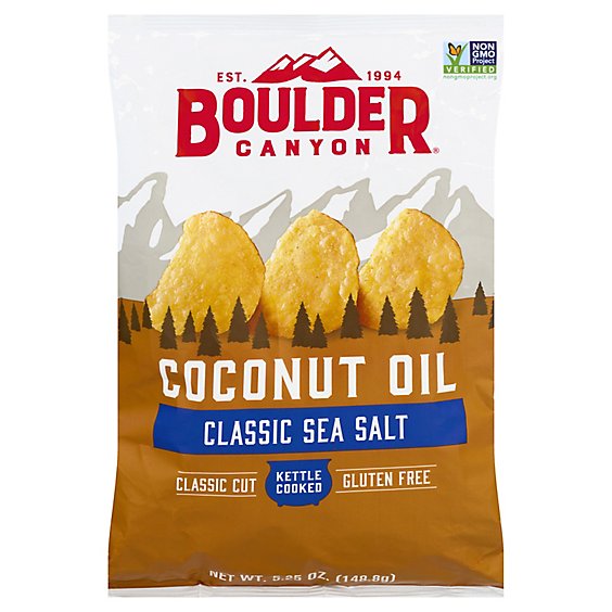 Boulder Canyon Authentic Foods Potato Chips Kettle Cooked Coconut Oil Sea Salt - 5.25 Oz
