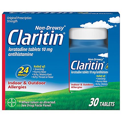 Claritin Antihistamine Tablets Indoor & Outdoor Allergies Prescription Strength 10mg - 30 Count - Image 2
