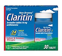 Claritin Antihistamine Tablets Indoor & Outdoor Allergies Prescription Strength 10mg - 30 Count