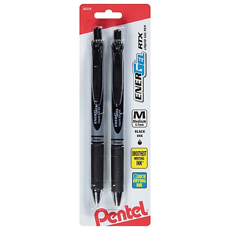 Pentel EnerGel Liquid Gel Pens RTX Retractable Medium (0.7 mm) Black - 2 Count