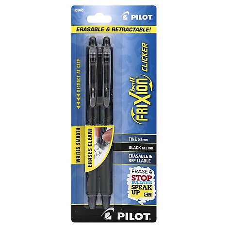 Pilot Ball Frixion Pens Gel Ink Fine 0.7 mm Black - 2 Count