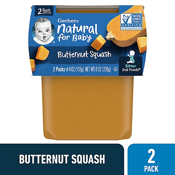 Gerber 2nd Foods Natural Butternut Squash Baby Food Tubs - 2-4 Oz