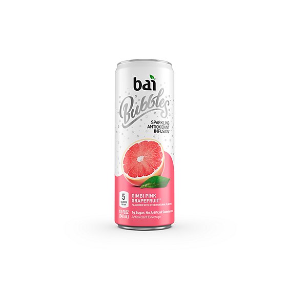 bai Bubbles Antioxidant Infusion Beverage Sparkling Gimbi Pink Grapefruit - 11.5 Fl. Oz.