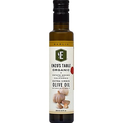 Enzos Table Olive Oil Extra Virgin Organic With Garlic - 8.5 Fl. Oz. - Image 2