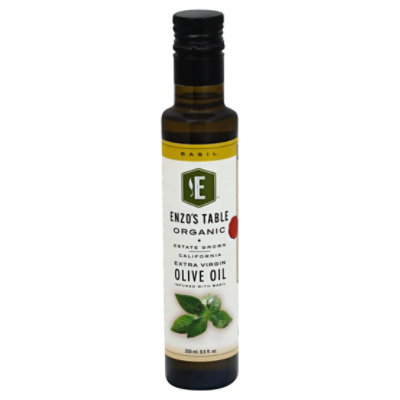 ENZOS TABLE Organic Olive Oil Extra Virgin With Basil - 8.5 Fl. Oz.