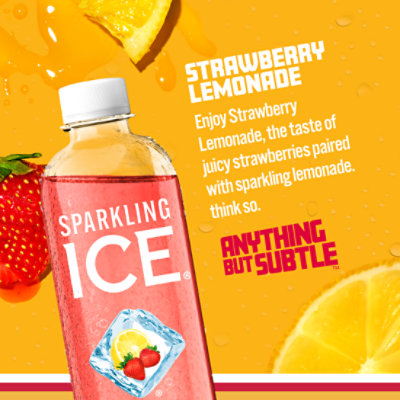 Sparkling Ice Strawberry Lemonade Sparkling Water 17 fl. oz. Bottle - Image 2