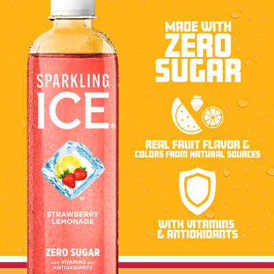 Sparkling Ice Strawberry Lemonade Sparkling Water 17 fl. oz. Bottle - Image 3