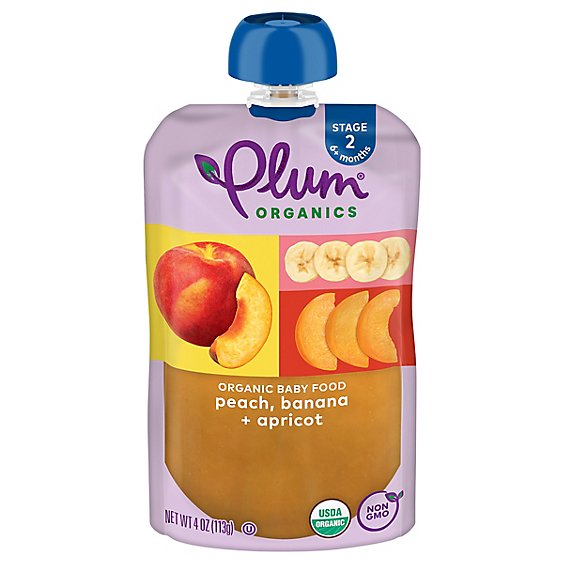 Plum Organics Second Blends Peach Apricot & Banana - 4 Oz