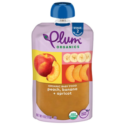 Plum Organics Second Blends Peach Apricot & Banana - 4 Oz