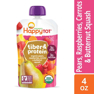 Happy Tot Organics Fiber And Protein Stage 4 Pears Raspberries Carrots And Butternut Squash - 4 Oz - Image 1