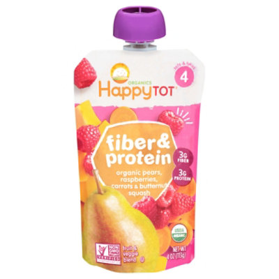 Happy Tot Organics Fiber & Protein Blend Pears Raspberries Butternut Squash - 4 Oz