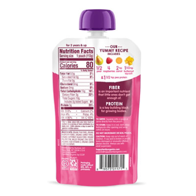 Happy Tot Organics Stage 4 Organic Pears Raspberries Carrots & Butternut Squash Pouch - 4 Oz - Image 2