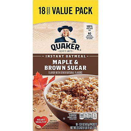 Quaker Oatmeal Instant Maple & Brown Sugar Value Pack - 18-1.51 Oz - Image 2