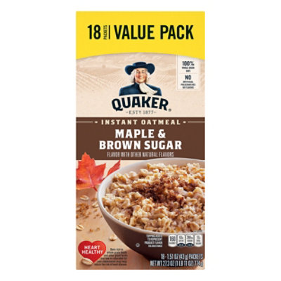 Quaker Oatmeal Instant Maple & Brown Sugar Value Pack - 18-1.51 Oz ...