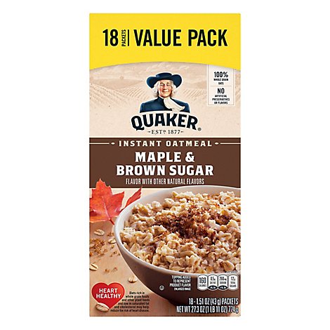 Quaker Oatmeal Instant Maple & Brown Sugar Value Pack - 18-1.51 Oz