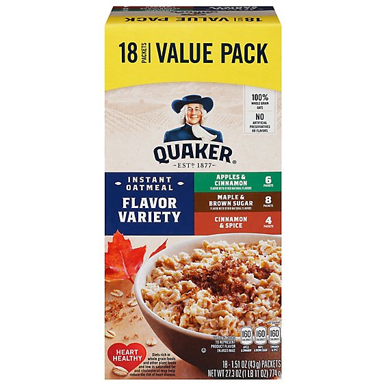 Quaker Oatmeal Instant Flavor Variety Value Pack - 18-1.51 Oz