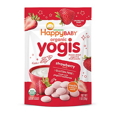 Happy Baby Organics Yogis Yogurt & Fruit Mixed Fruit Snacks Strawberry - 1 Oz