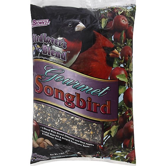 Browns Bird Lovers Blend Wild Bird Food Gourmet Songbird With Almonds & Apples Bag - 7 Lb