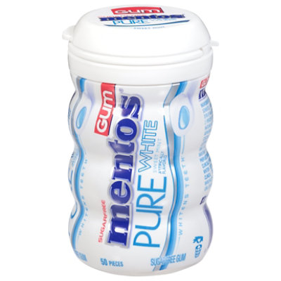 Mentos Pure White Chewing Gum Sugarfree Sweet Mint - 50 Count