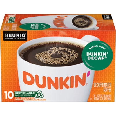 Dunkin Donuts Coffee K-Cup Pods Medium Roast Decaffeinated Dunkin Decaf - 10-0.37 Oz - Image 1