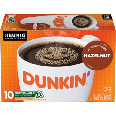 Dunkin Donuts Coffee K-Cup Pods Hazelnut Flavored - 10-0.37 Oz