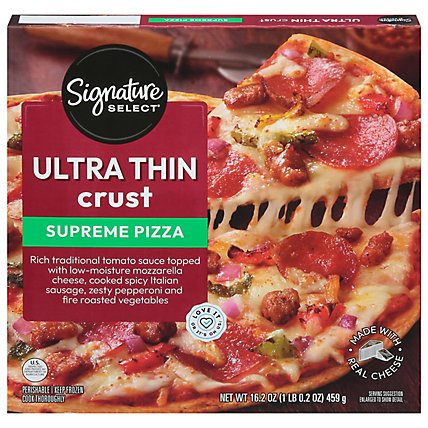 Signature SELECT Pizza Ultra Thin Crust Supreme Frozen - 16.2 Oz - Image 1
