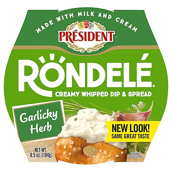 President Rondele Spreadable Cheese Garlic & Herbs - 6.5 Oz.