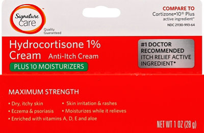 Signature Select/Care Cream Anti Itch Hydrocortisone 1% Plus Moisturizers Maximum Strength - 1 Oz - Image 2