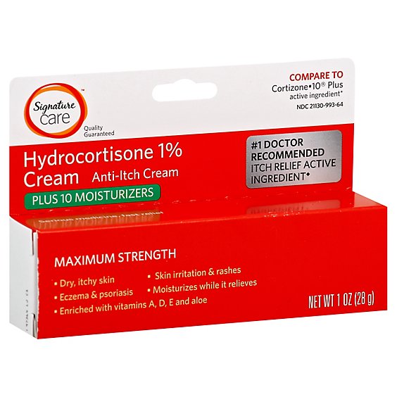 Signature Select/Care Cream Anti Itch Hydrocortisone 1% Plus Moisturizers Maximum Strength - 1 Oz