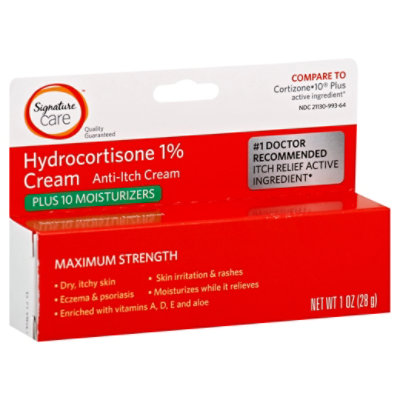 Signature Select/Care Cream Anti Itch Hydrocortisone 1% Plus Moisturizers Maximum Strength - 1 Oz - Image 1