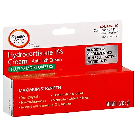 Signature Care Cream Anti Itch Hydrocortisone 1% Plus Moisturizers Maximum Strength - 1 Oz