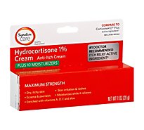 Signature Care Cream Anti Itch Hydrocortisone 1% Plus Moisturizers Maximum Strength - 1 Oz