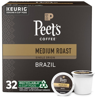 Peet's Coffee Single Origin Brazil Medium Roast K Cup Pods - 32 Count - Image 1