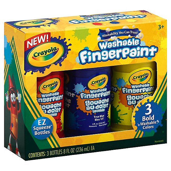 Crayola Washable Finger Paint Bold Colors 8 Ounce - 3 Count