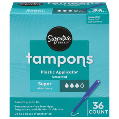 Signature Select/Care Premium Plastic Super Absorbency Unscented Tampons - 36 Count