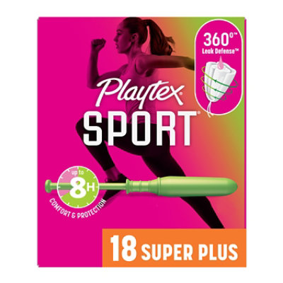 Playtex Sport Tampons Plastic Unscented Super Plus Absorbency - 18 Count - Image 1