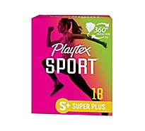 Playtex Sport Tampons Plastic Unscented Super Plus Absorbency - 18 Count
