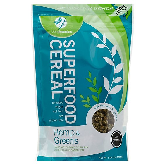 Living Intentions Cereal Superfood Hemp & Greens - 9 Oz