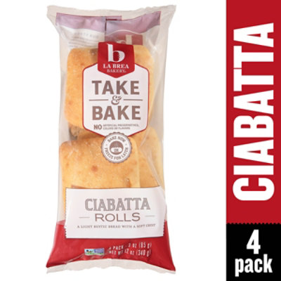La Brea Bakery Take & Bake Ciabatta Bread Rolls 4 Count - 3 Oz Each - Image 2